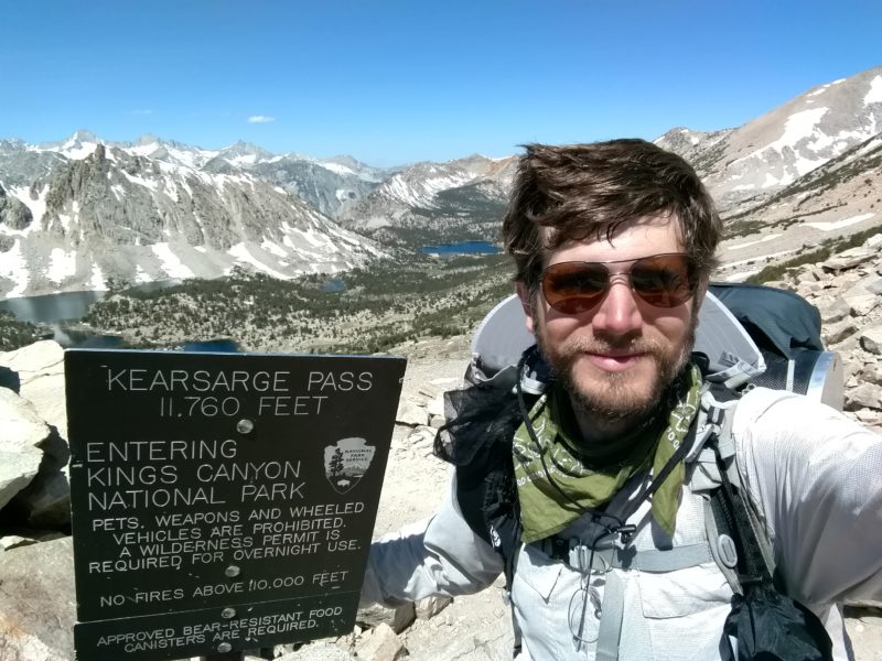 At the top of Kearsarge Pass. It's all downhill to town from here.